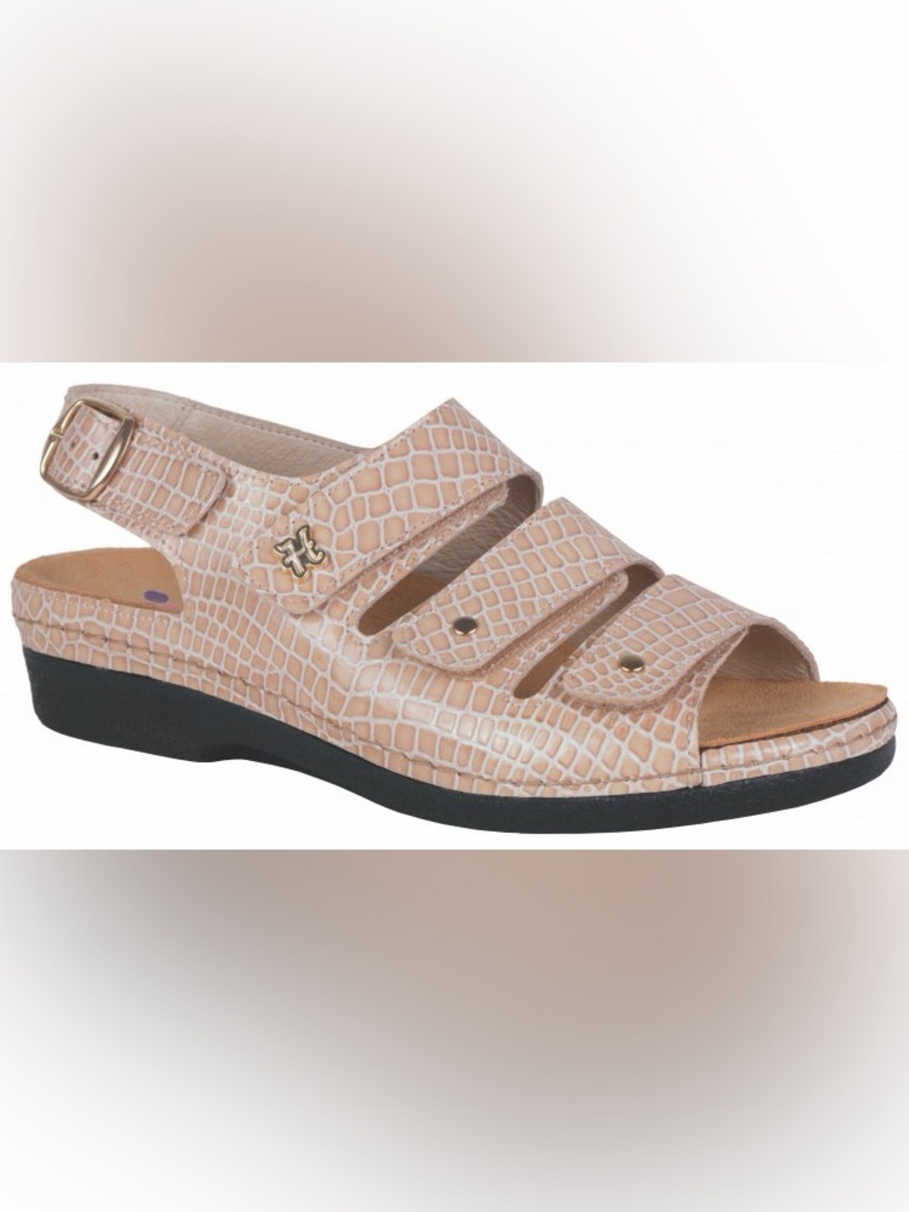 Women’s Taupe Textured Comfort Sandals with Adjustable Straps